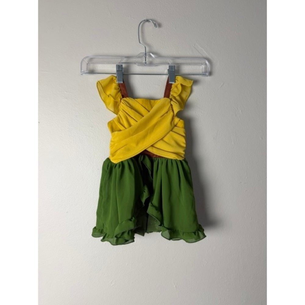 Evies Closet Toddler Girls Yellow Green Ruffle Crossover Boutique Dress Size 2